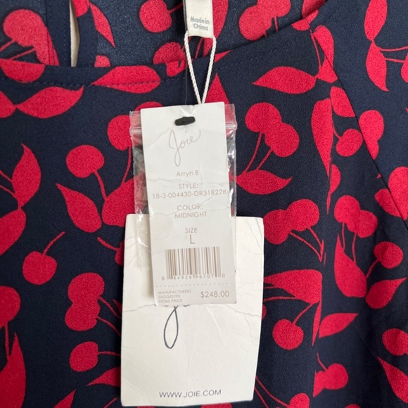 Joie Arryn B Cherry Short Dress in Midnight Size L Style 18-3-004430-DR31822B - Picture 8 of 9